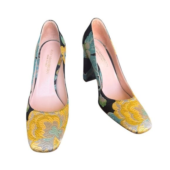 Ann Mashburn Floral Jacquard Block Heel Pumps 38 - Picture 2 of 9
